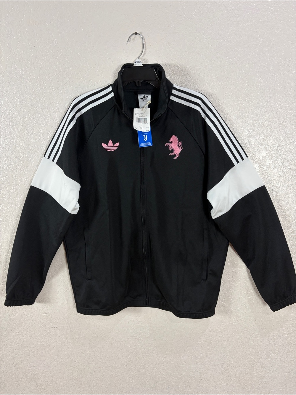 adidas  Juve LF TT,Size L,Black & White ,Track Jacket with Pink Logos